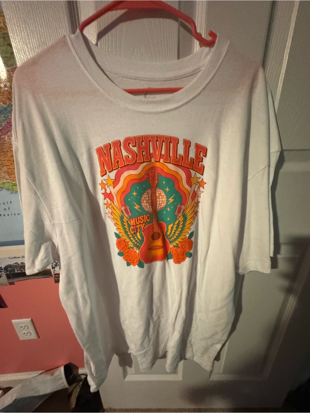 Epic Threads White Nashville Graphic Tee with Orange and Teal Print